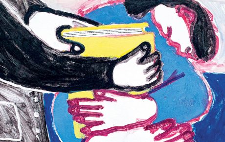 Illustration by Lena Yokoyama of arms holding a book.